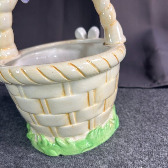 M&M Ceramic Easter Basket Vintage Yellow Red Easter‎ Bunny - Picture 8 of 15